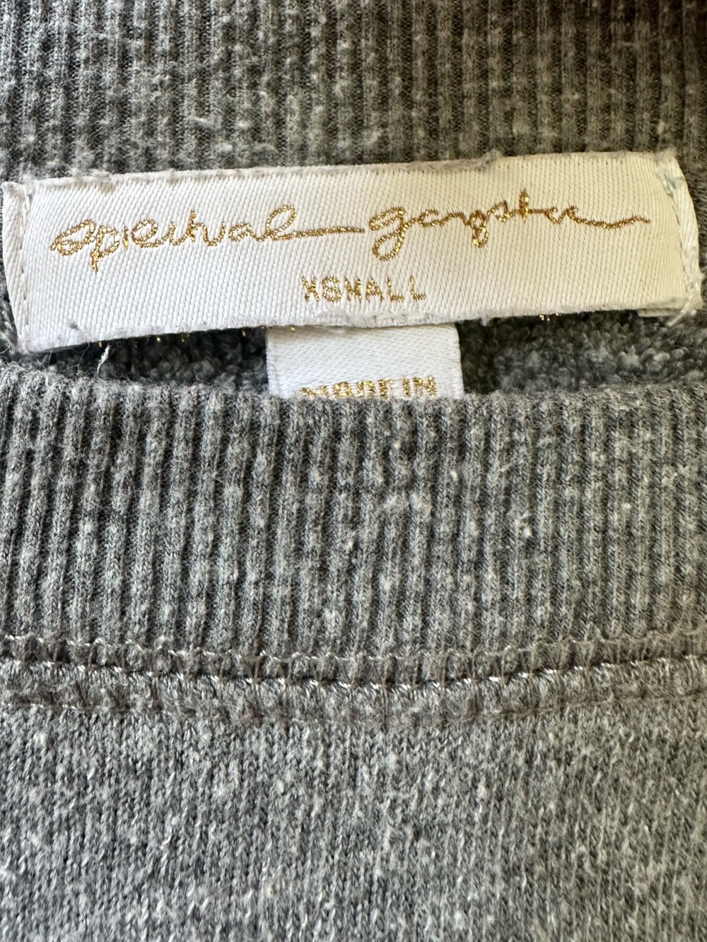 Spiritual Gangster Sweatshirt Meditate Gray Distressed XS Made USA - Picture 5 of 6